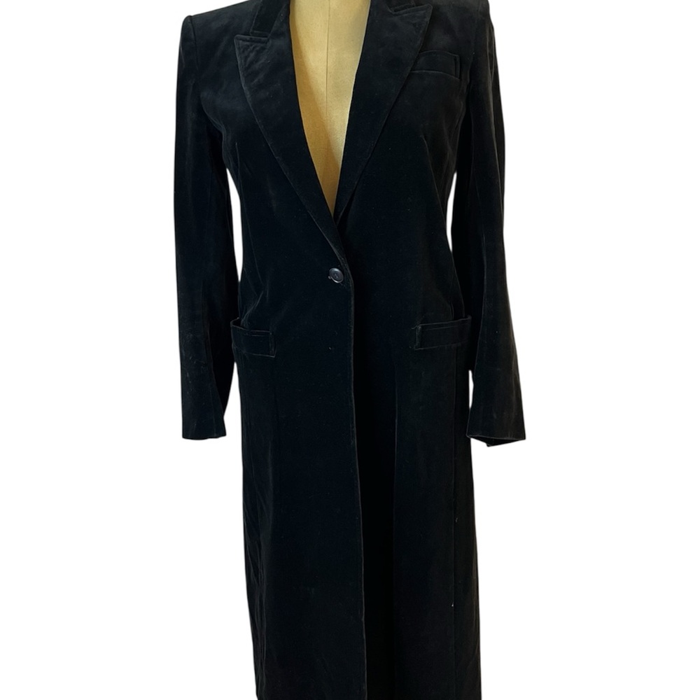 Ted Lapidus Couture Elegant Black Velvet Women’s Maxi Coat